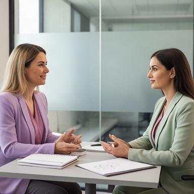 Colloquio di selezione tra recruiter e candidata in un ambiente professionale