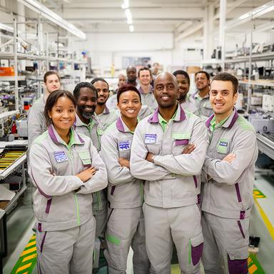 Squadra di lavoratori temporanei in un reparto operativo organizzato