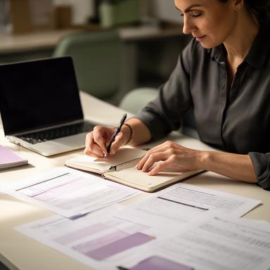 Responsabile HR che annota le competenze richieste per una posizione aperta