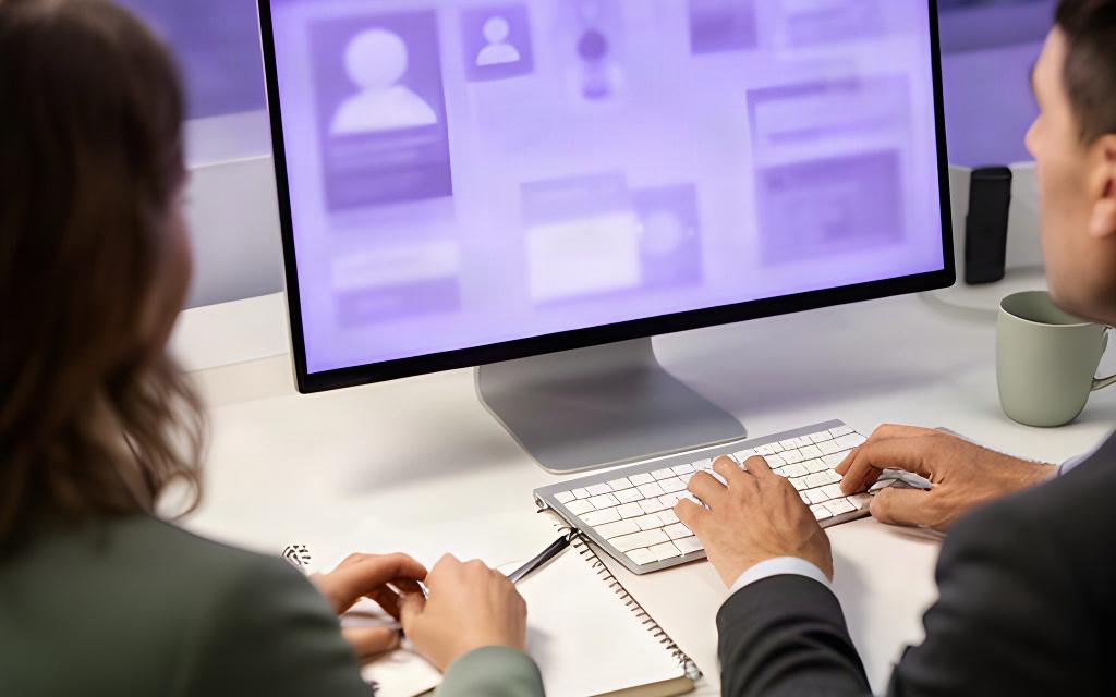 Schermo con profili professionali analizzati durante una sessione di selezione