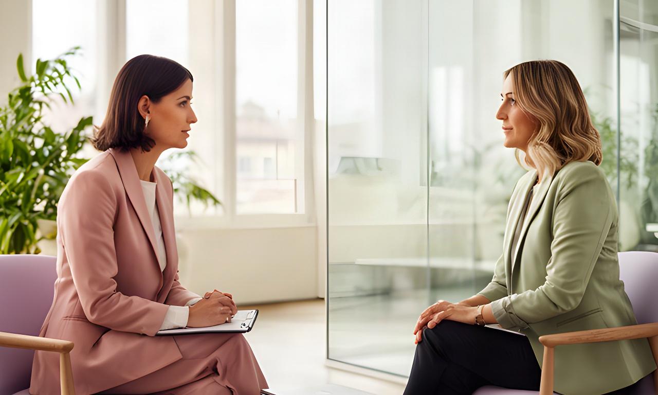 Professionista delle risorse umane durante un colloquio in un ufficio luminoso del Veneto